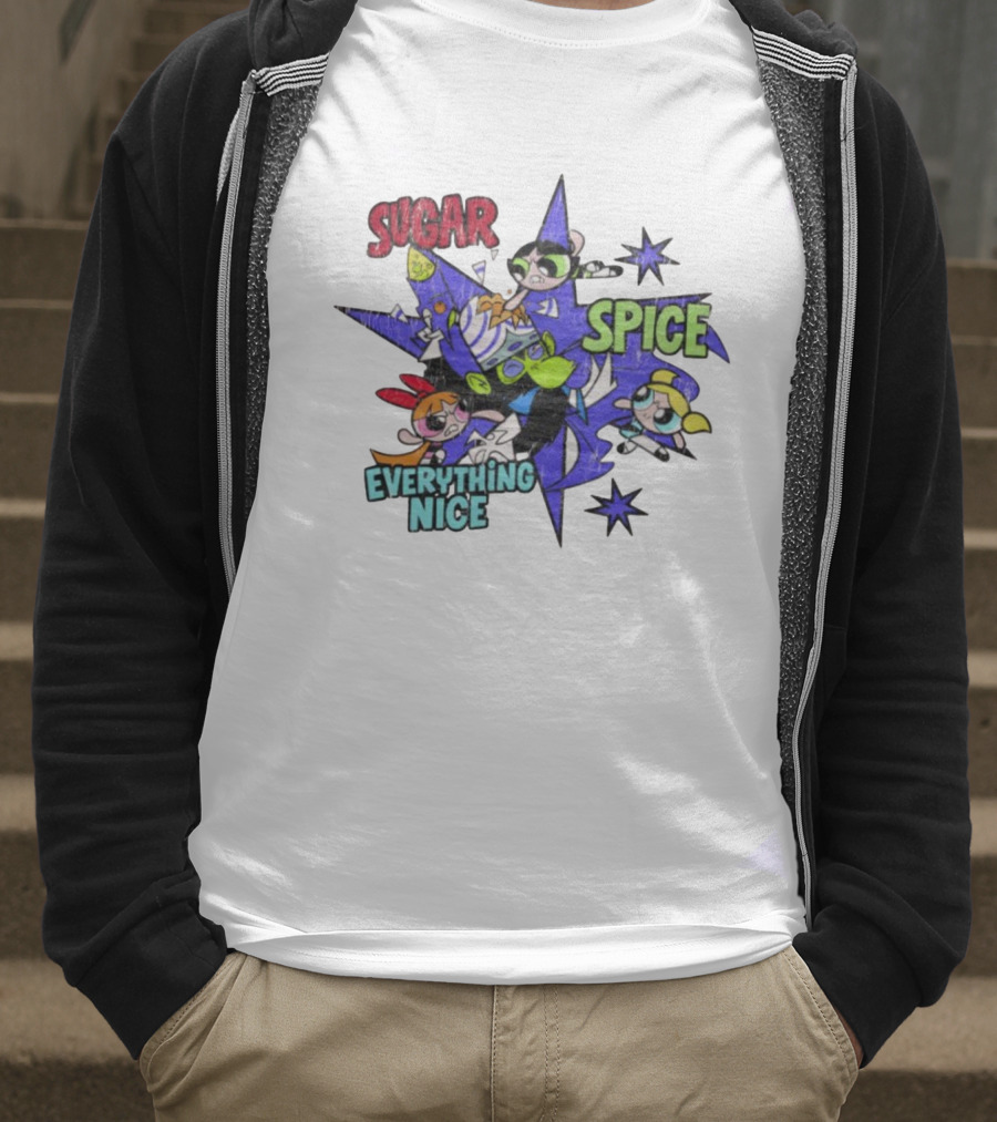 The Powerpuff Girls Sugar Spice Everything Nice Burst Design T-Shirt