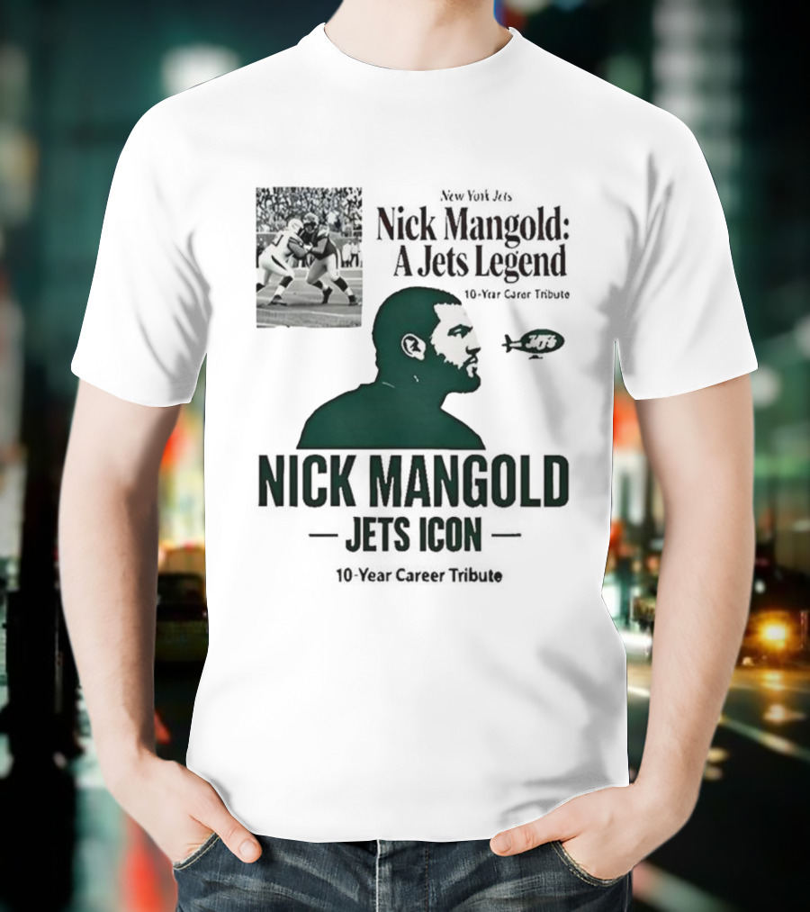 Nick Mangold Jets Icon 10-Year Career Tribute NFL Legend T-Shirt