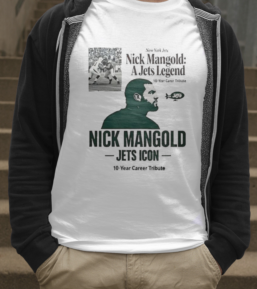 Nick Mangold Jets Icon 10-Year Career Tribute NFL Legend T-Shirt