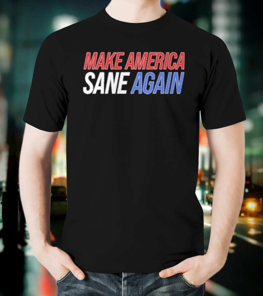Duke Gomez Make America Sane Again Red White Blue Text T-Shirt