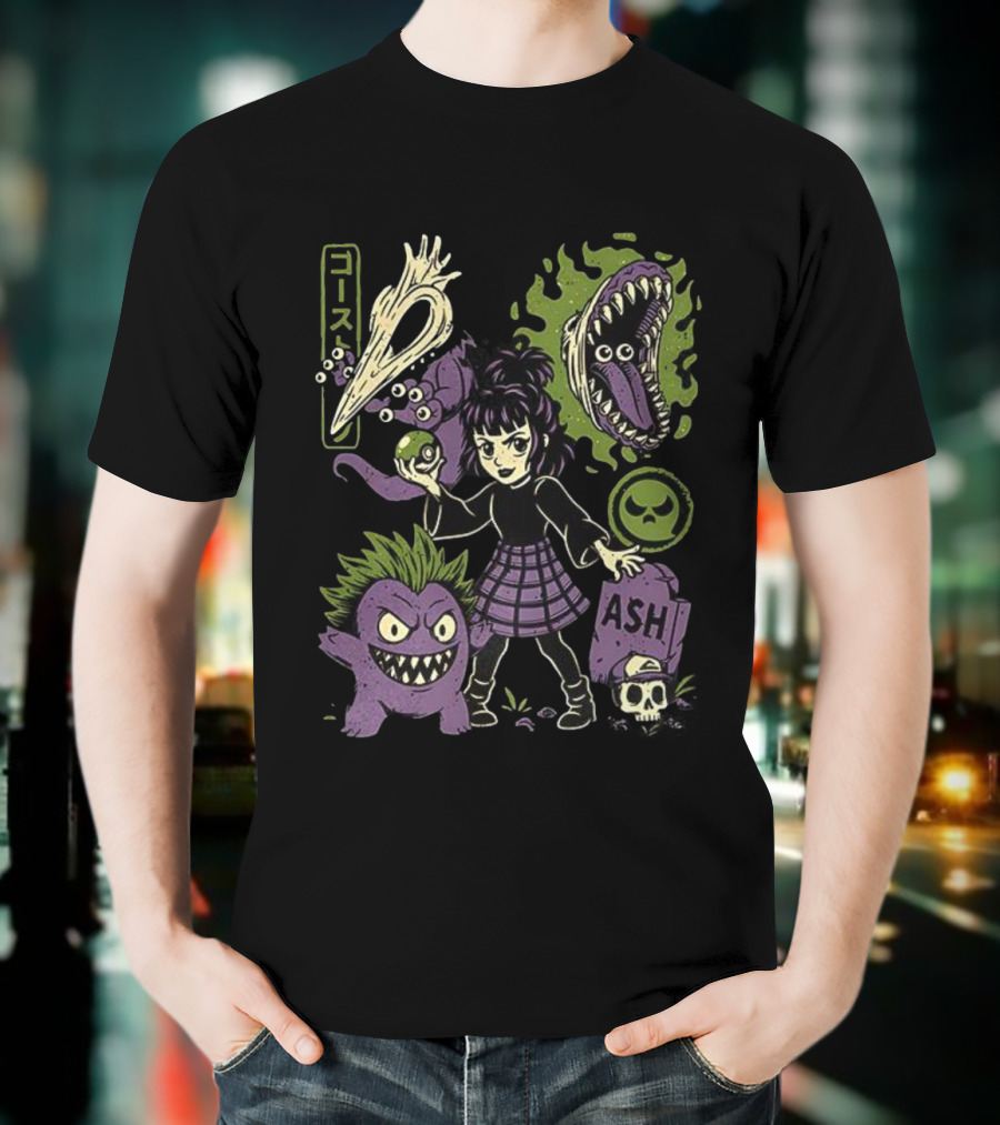 Ghost Monster Trainer Halloween Ash Tribute With Ghostly Characters T-Shirt