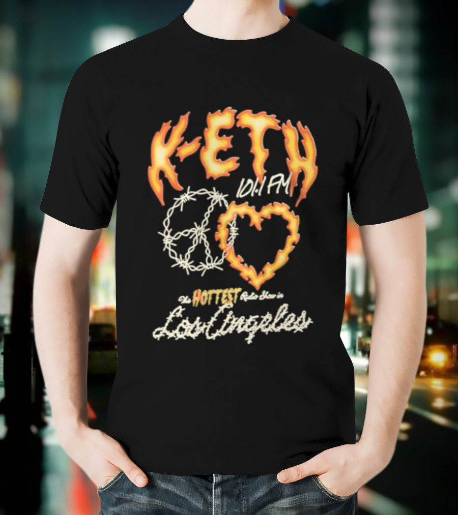 K-ETH Barbed Peace Heart Flame Ed Sheeran Khalid Lyrics T-Shirt