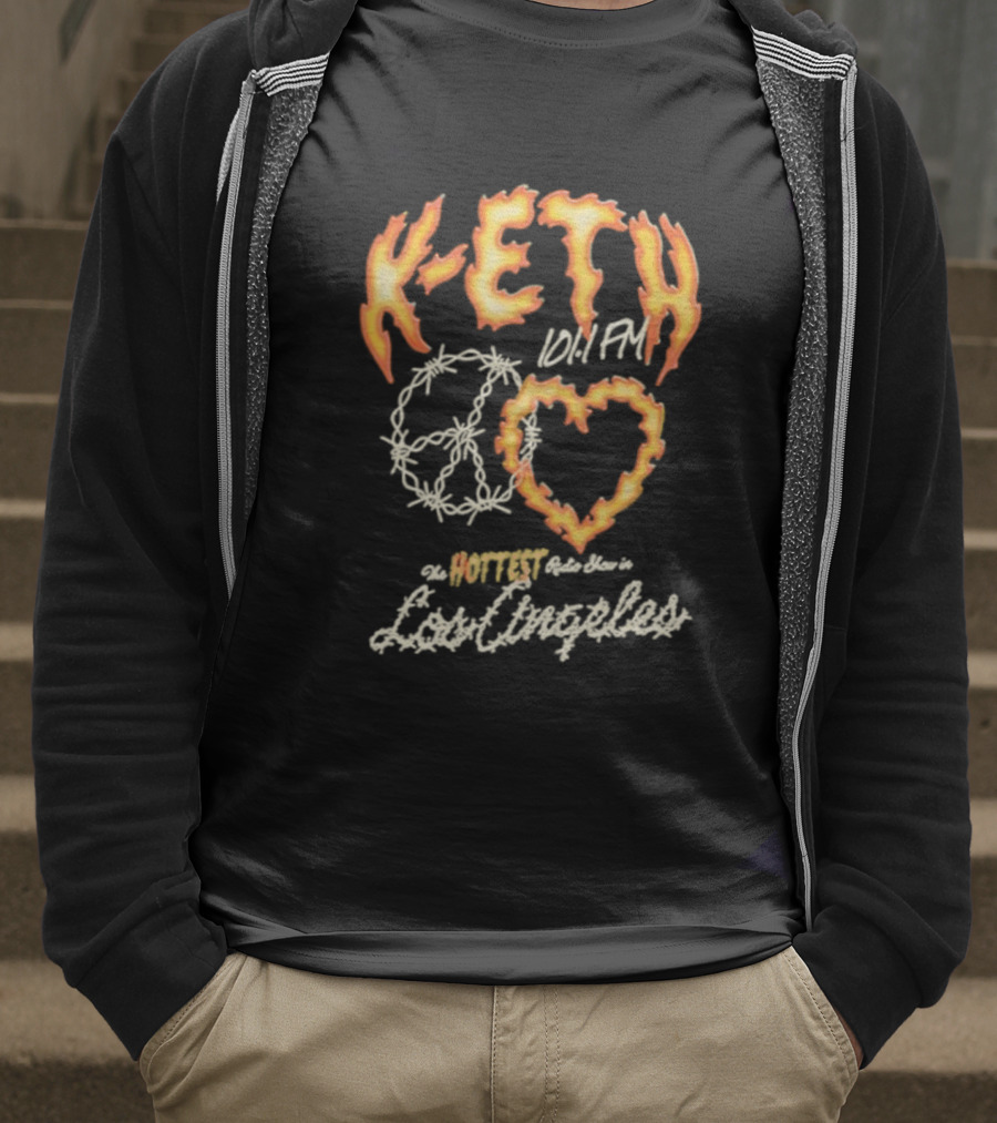 K-ETH Barbed Peace Heart Flame Ed Sheeran Khalid Lyrics T-Shirt