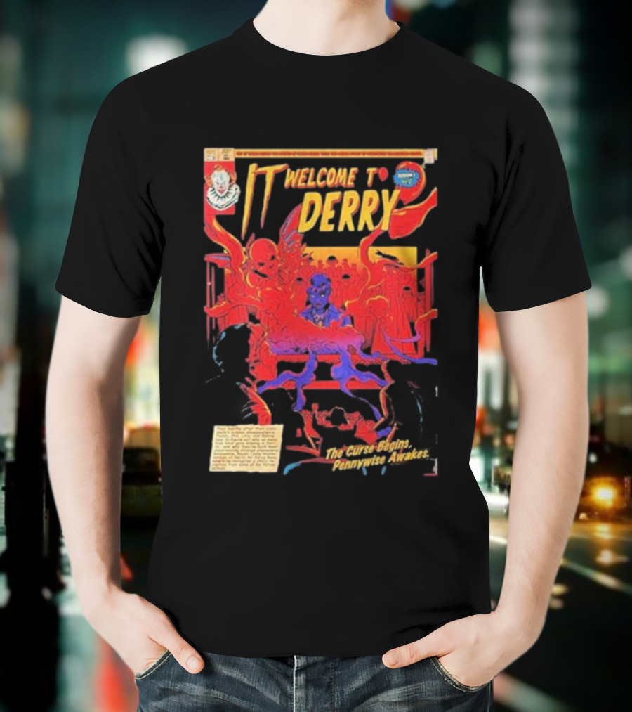 IT Welcome To Derry The Curse Begins Pennywise Awakes Comic Style T-Shirt
