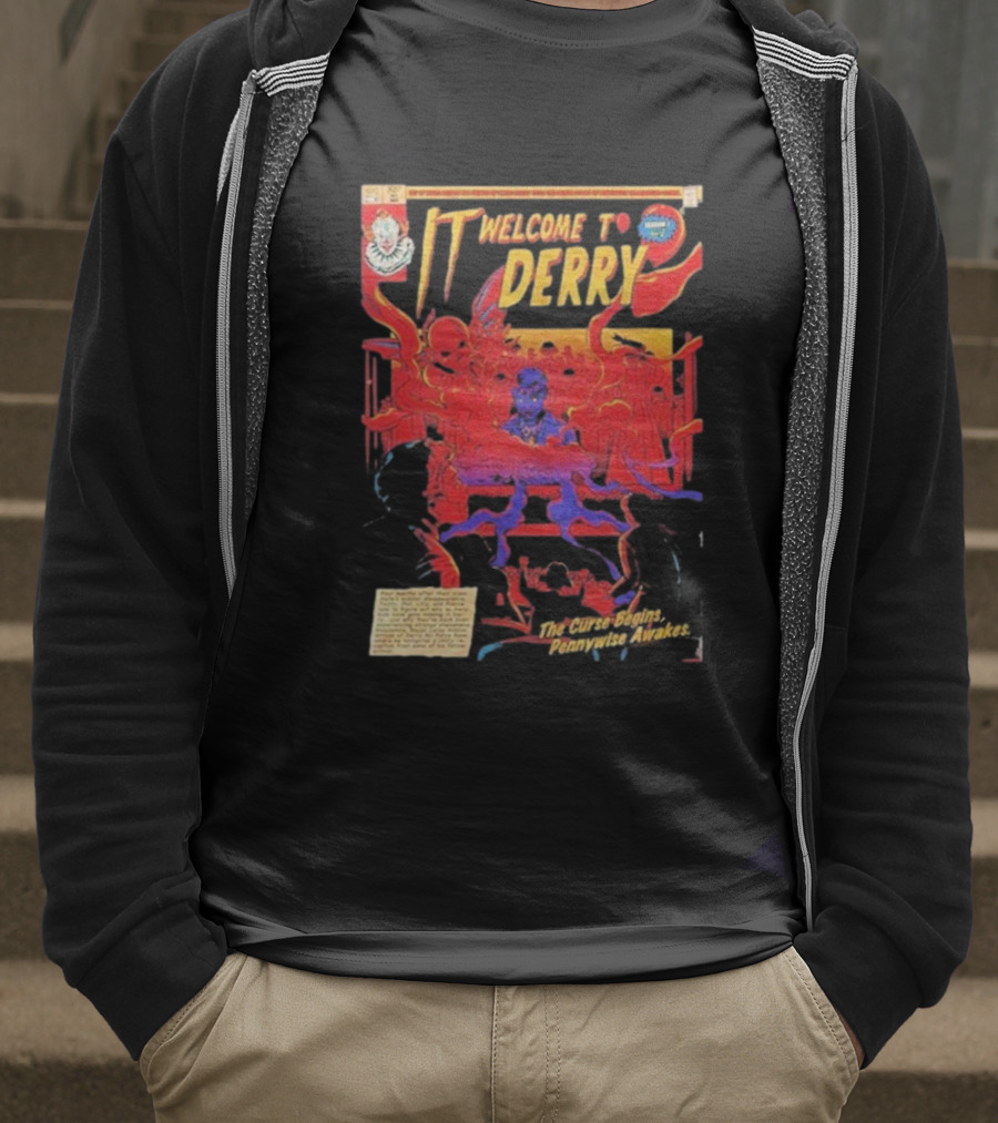 IT Welcome To Derry The Curse Begins Pennywise Awakes Comic Style T-Shirt
