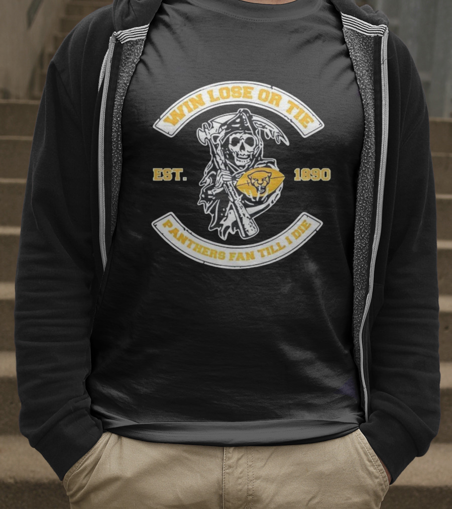 Win Lose Or Tie Panthers Fan Till I Die Grim Reaper Est 1890 T-Shirt