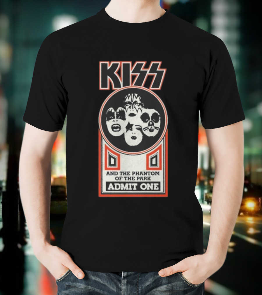 Kiss And The Phantom Of The Park Admit One Ticket Design T-Shirt