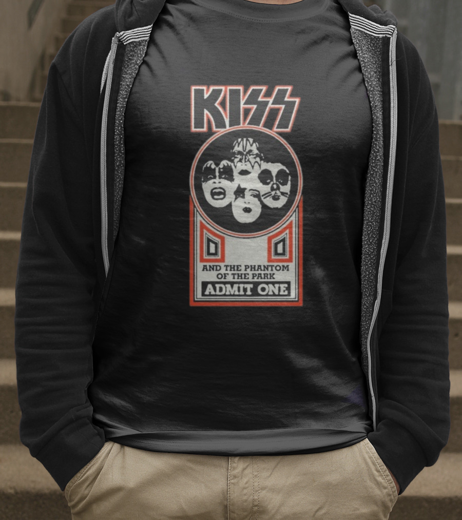 Kiss And The Phantom Of The Park Admit One Ticket Design T-Shirt