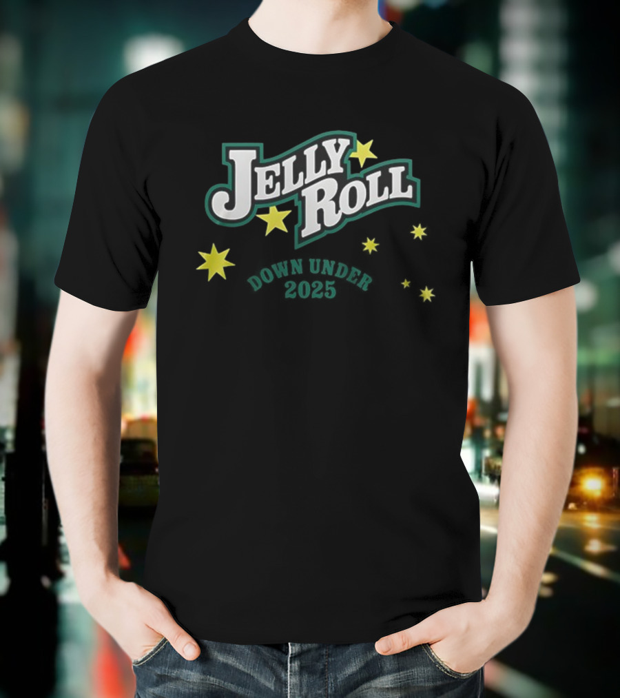 Jelly Roll Down Under 2025 Australia New Zealand Tour Stars T-Shirt