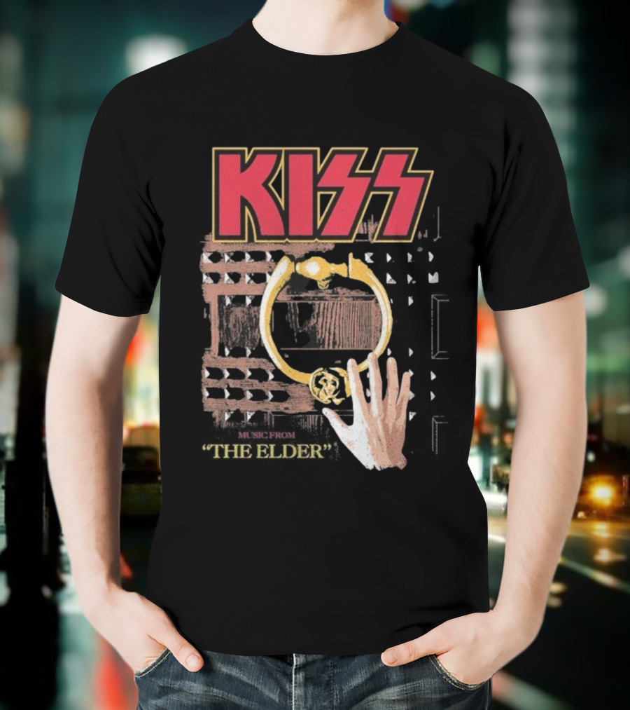 Kiss Music From The Elder Door Knocker Hand Iconic Rock Album Cover T-Shirt