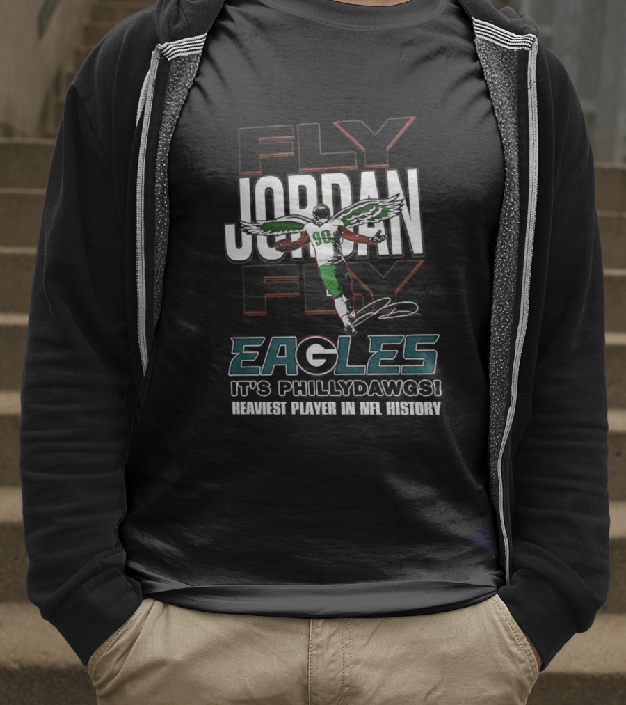 Philadelphia Eagles Jordan Davis Fly Eagles Fly Philly Dawgs 90 T-Shirt