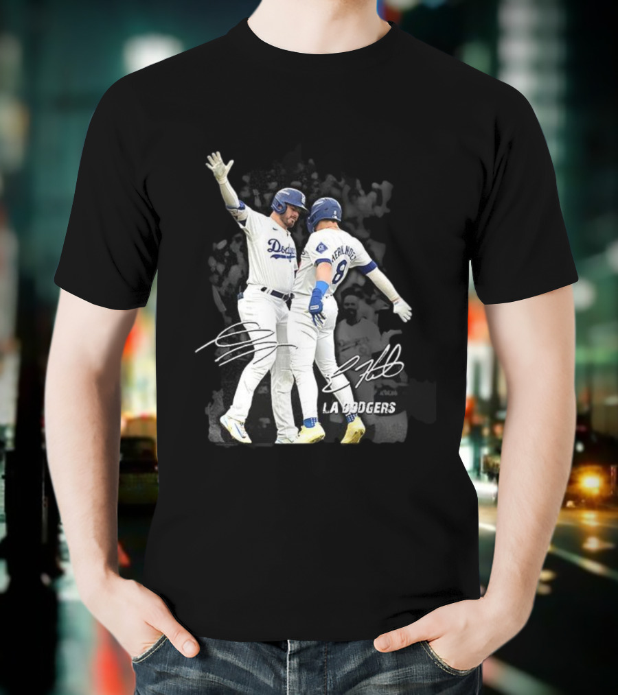 Kiké Hernandez Gavin Lux LA Dodgers Signature Celebration T-Shirt