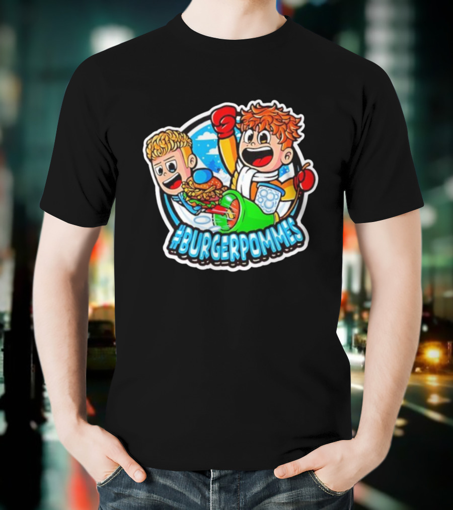 #Burgerpommes Cartoon Burger And Fries Adventure T-Shirt