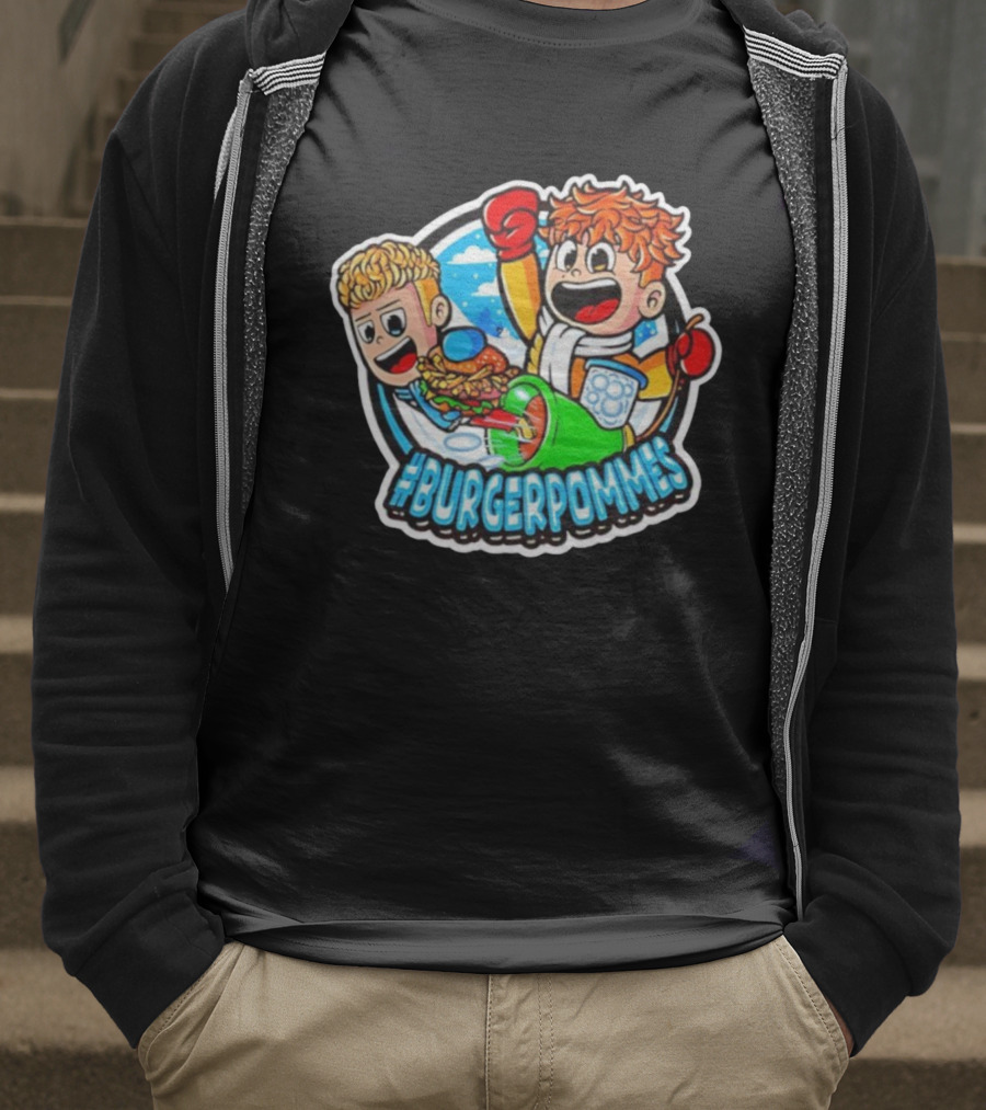 #Burgerpommes Cartoon Burger And Fries Adventure T-Shirt