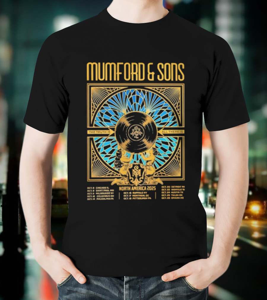 Mumford & Sons 2025 North America Tour Chicago New York San Francisco Denver Dates T-Shirt