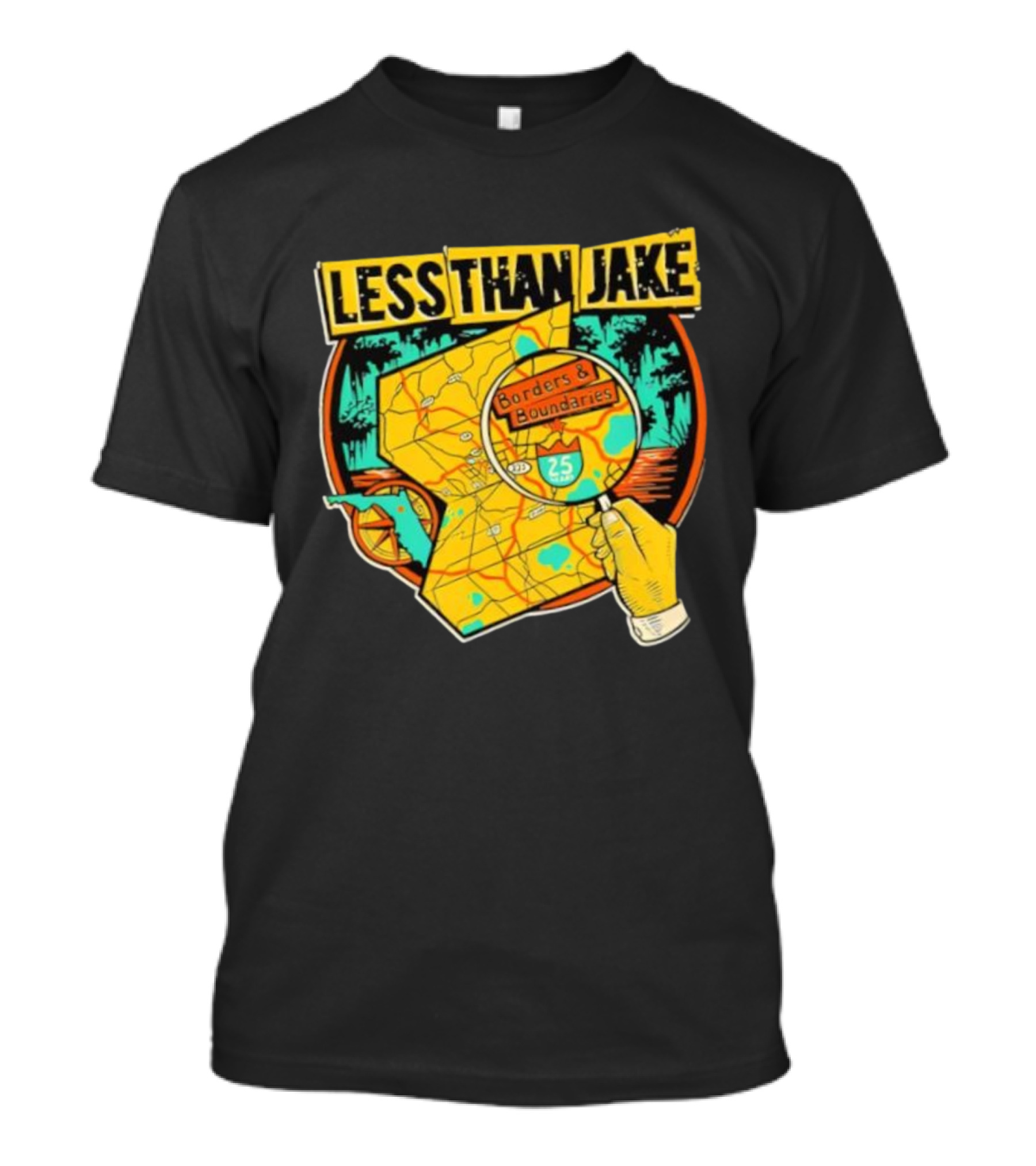 Less Than Jake Borders And Boundaries Anniversary Map Design T-Shirt
