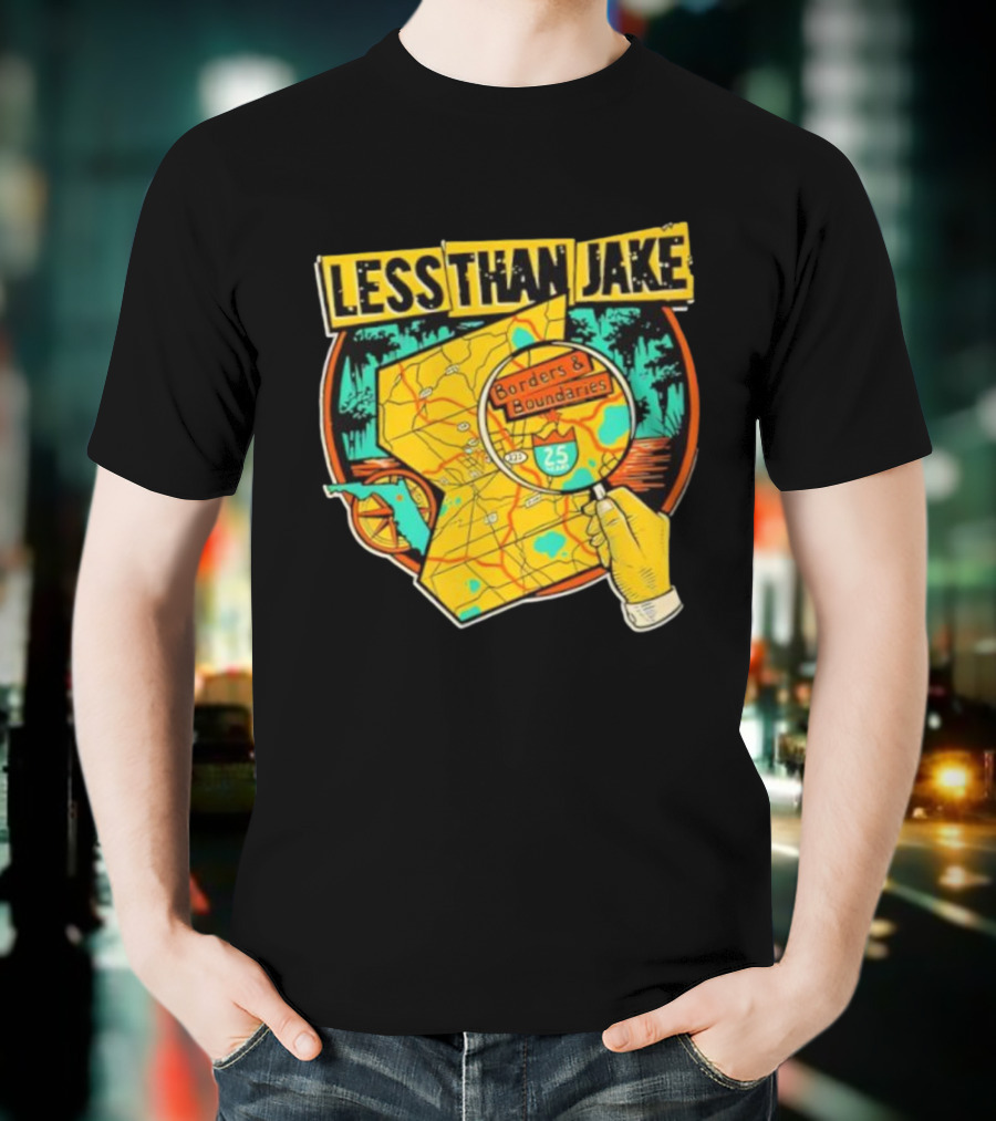 Less Than Jake Borders And Boundaries Anniversary Map Design T-Shirt