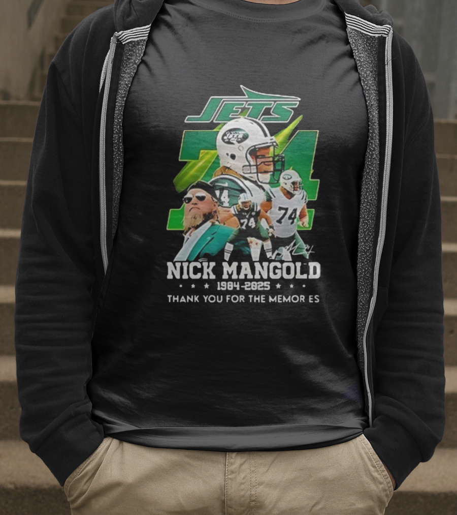 New York Jets Nick Mangold 74 Thank You For The Memories 1984-2023 T-Shirt