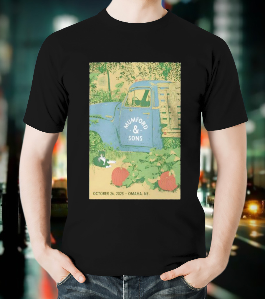 Mumford & Sons Omaha NE October 26 2025 Vintage Truck And Pumpkins T-Shirt