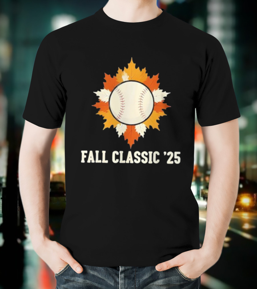 Fall Classic '25 Autumn Baseball Leaf Spirit T-Shirt