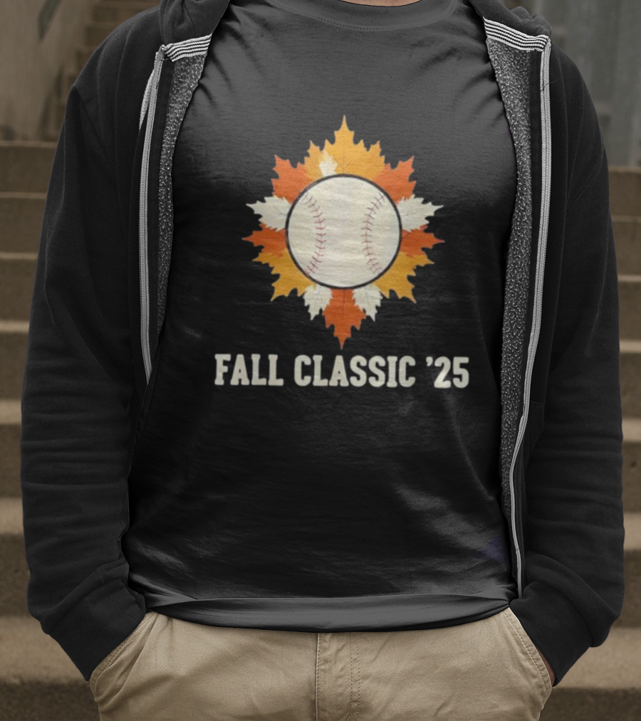 Fall Classic '25 Autumn Baseball Leaf Spirit T-Shirt