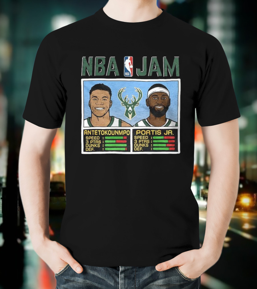 NBA Jam Antetokounmpo Portis Jr Milwaukee Bucks Classic Video Game T-Shirt