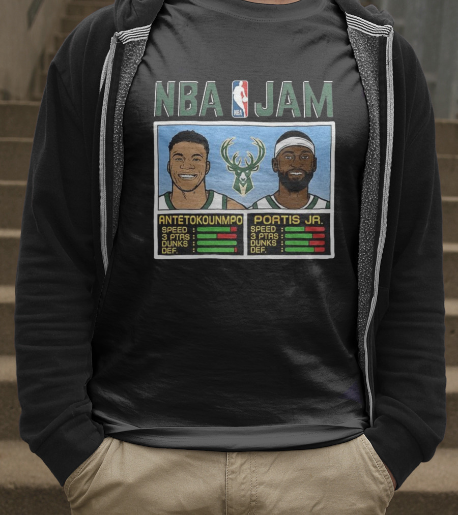NBA Jam Antetokounmpo Portis Jr Milwaukee Bucks Classic Video Game T-Shirt
