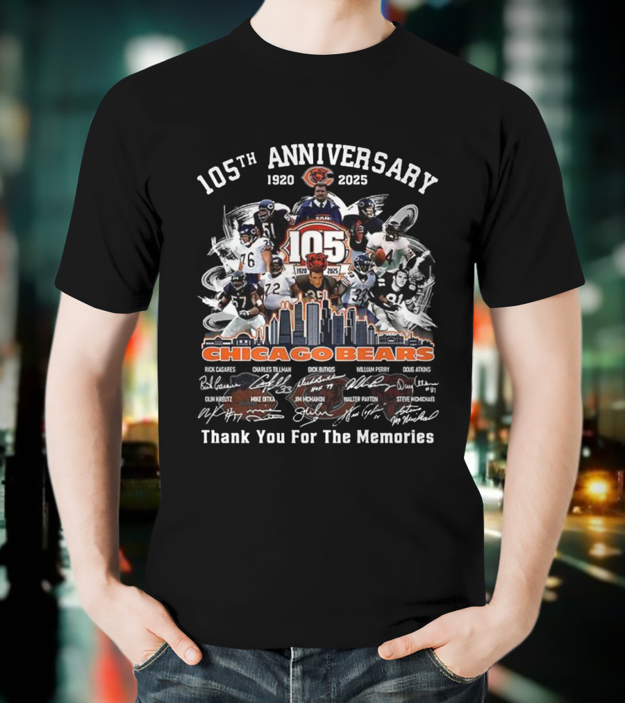 Chicago Bears 105th Anniversary 1920-2025 Thank You For The Memories T-Shirt