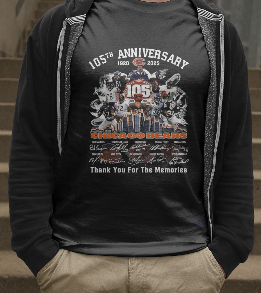 Chicago Bears 105th Anniversary 1920-2025 Thank You For The Memories T-Shirt