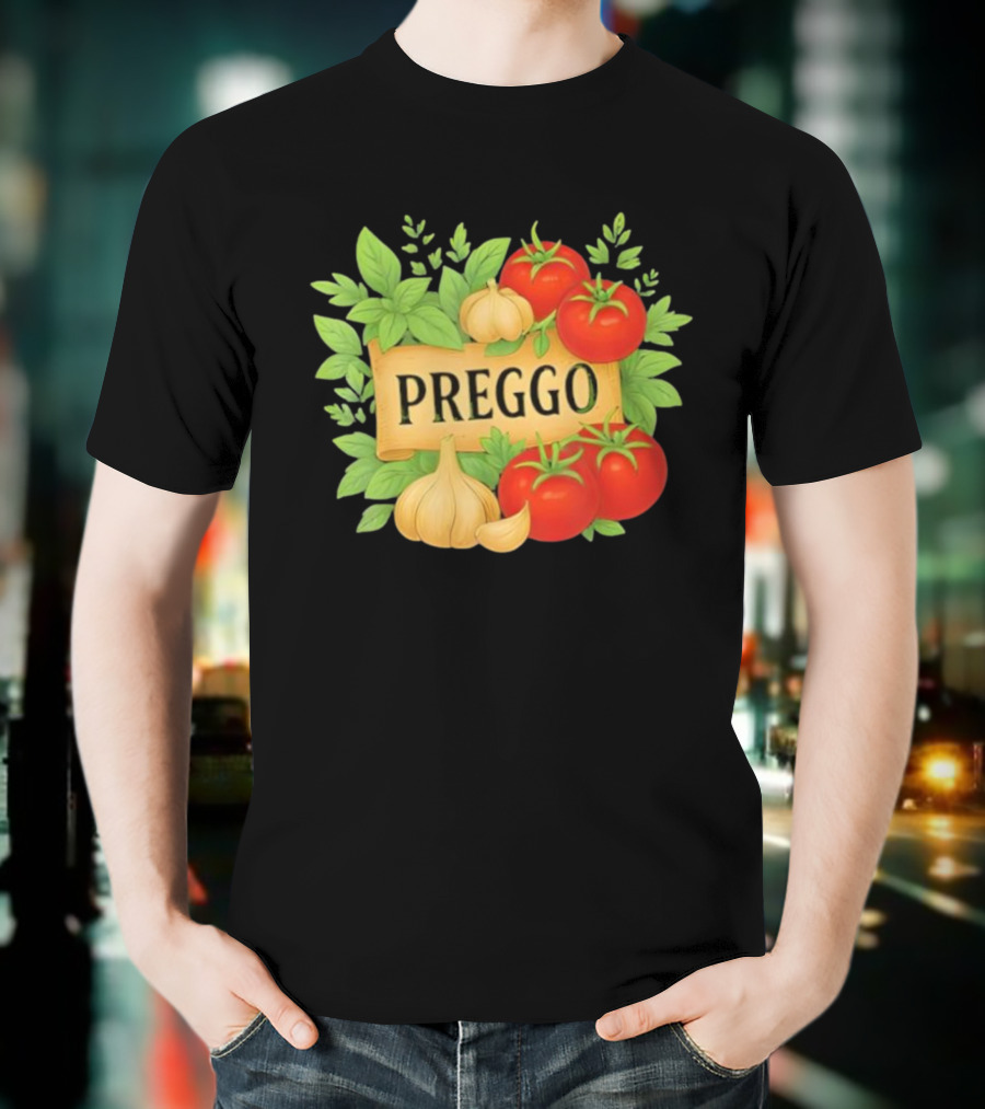Prego Sauce Inspired Preggo Cute Pregnancy Announcement Costume T-Shirt