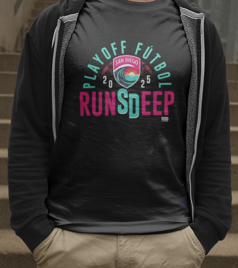 San Diego Wave FC 2025 Playoff Fútbol Runs Deep T-Shirt