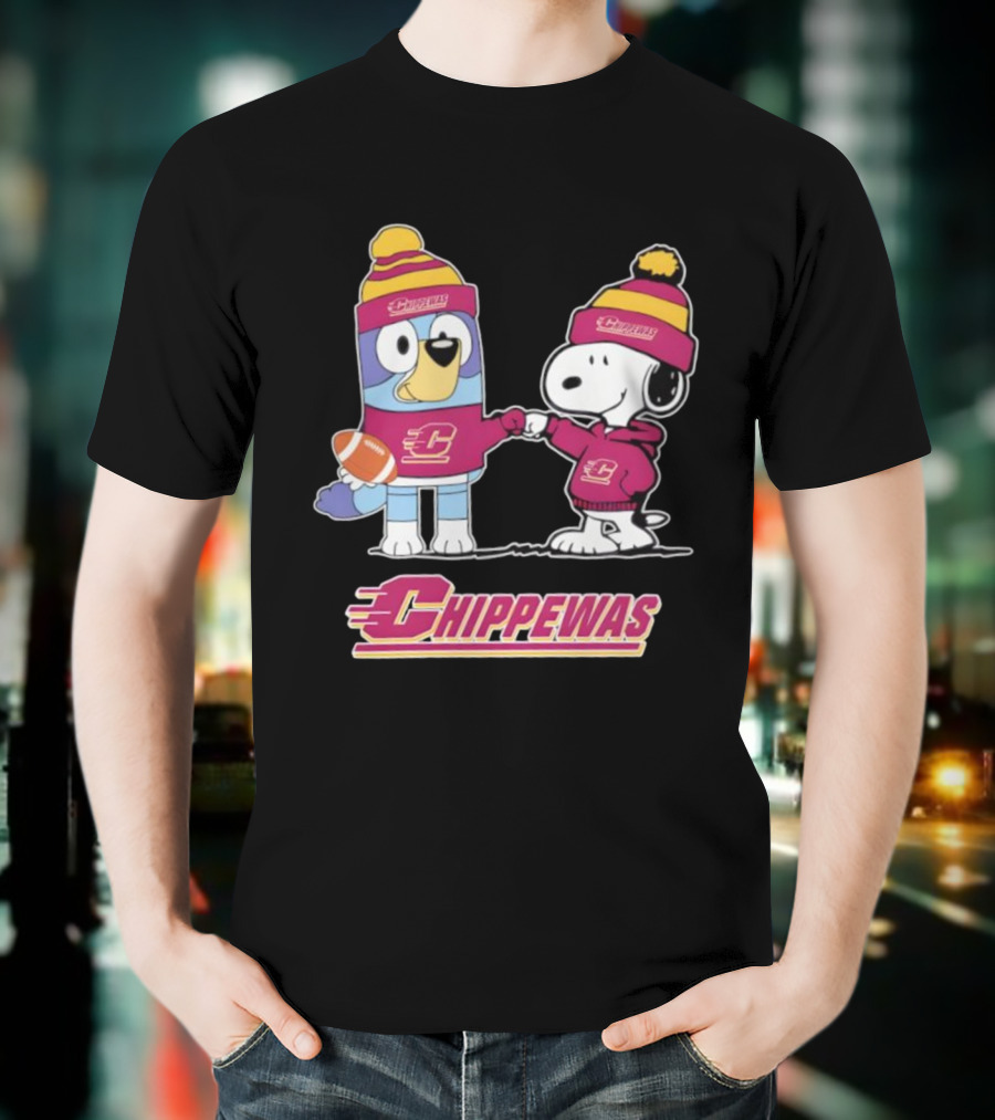 Snoopy Bluey Central Michigan Chippewas Football Collaboration T-Shirt