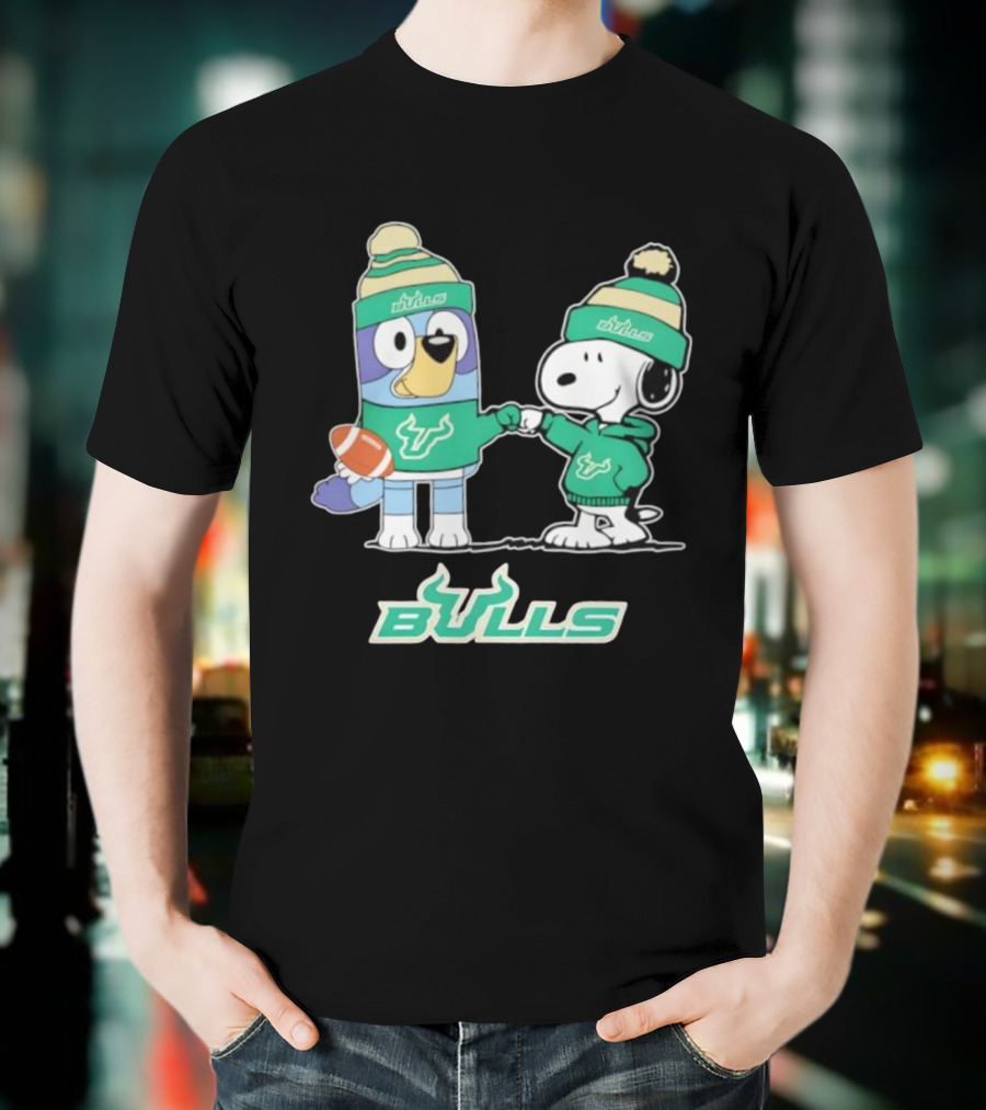 Snoopy Bluey South Florida Bulls Football Team Gear Collaboration T-Shirt