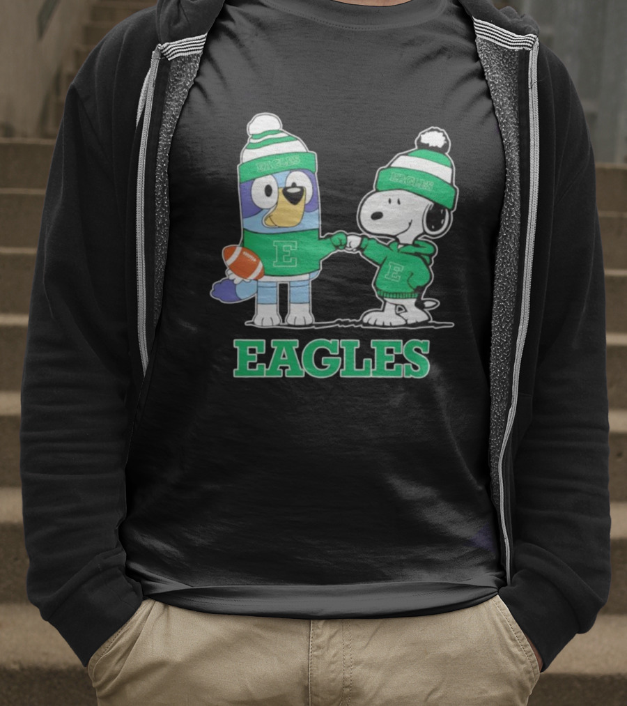 Snoopy Bluey Eastern Michigan Eagles Football Team Fan Apparel T-Shirt