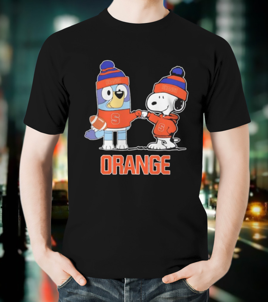Snoopy Bluey Syracuse Orange Football Collaboration T-Shirt