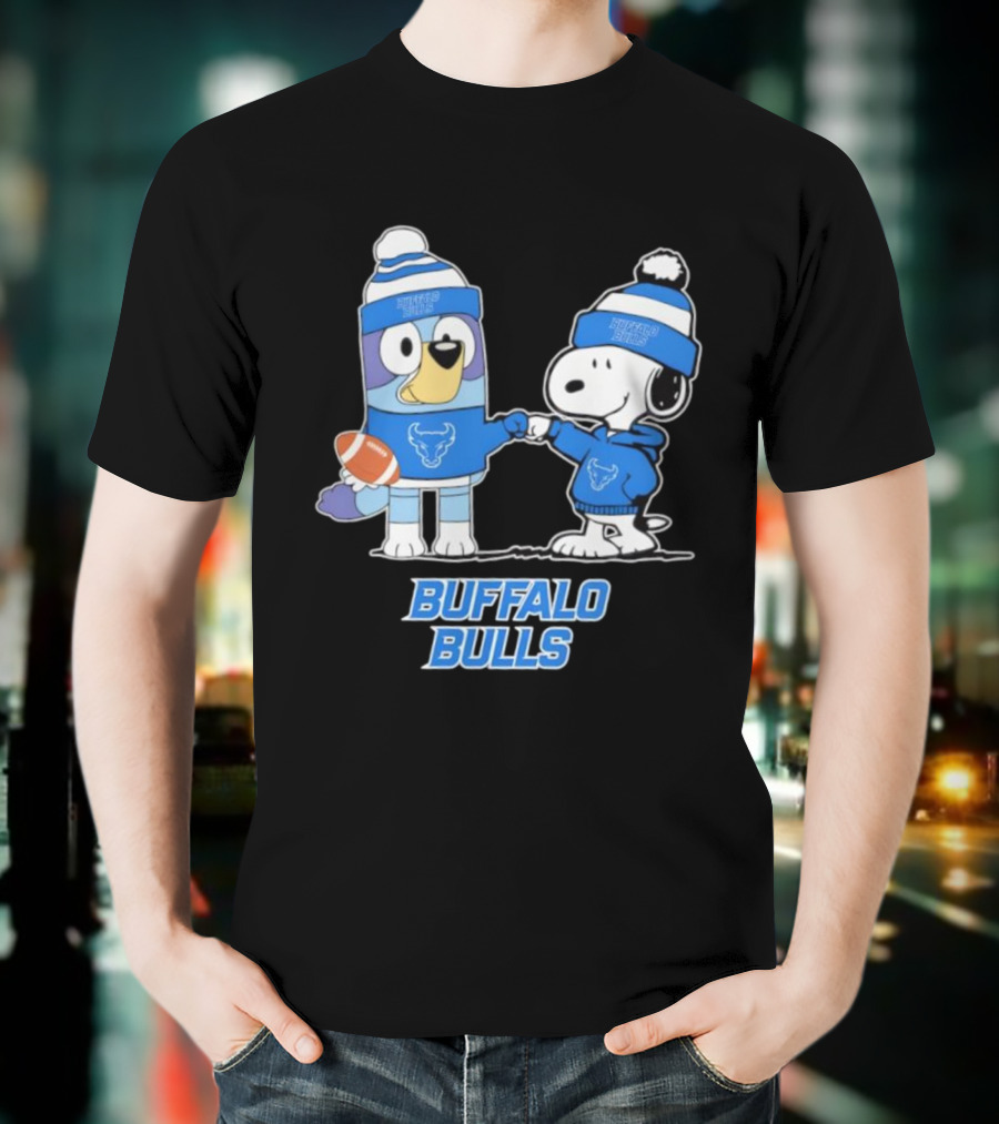 Snoopy Bluey Buffalo Bulls Football Collaboration T-Shirt