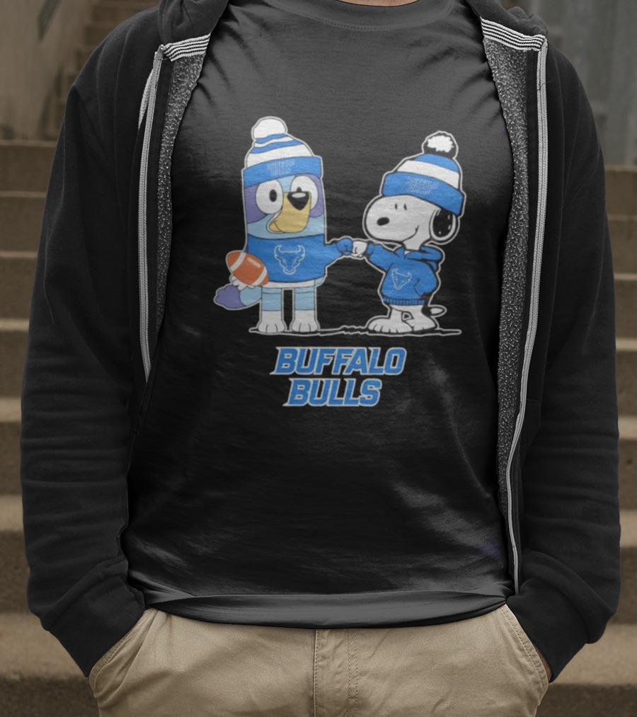 Snoopy Bluey Buffalo Bulls Football Collaboration T-Shirt