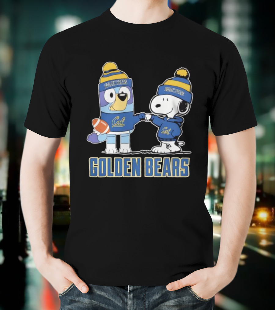 Snoopy Bluey Cal Bear Golden Bears Football Collaboration T-Shirt