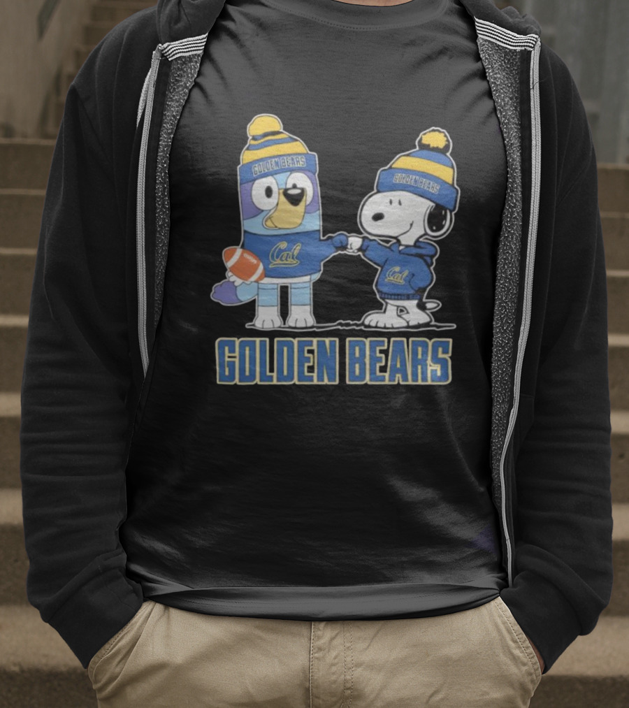 Snoopy Bluey Cal Bear Golden Bears Football Collaboration T-Shirt