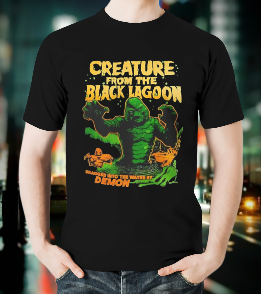 Creature From The Black Lagoon Dragged Into The Water By Demon T-Shirt
