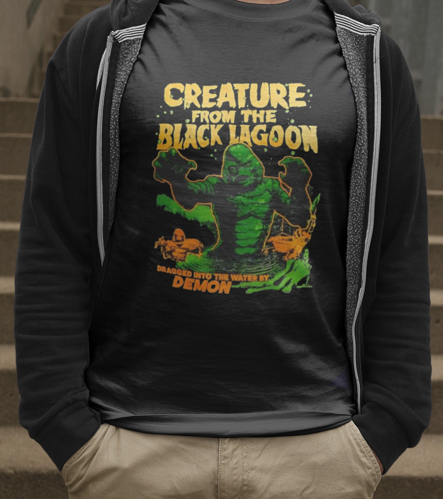 Creature From The Black Lagoon Dragged Into The Water By Demon T-Shirt