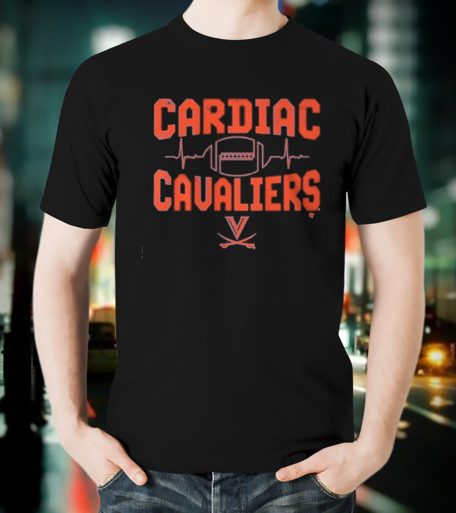 Cardiac Cavaliers Virginia Football Heartbeat Logo T-Shirt