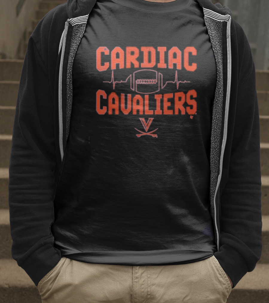 Cardiac Cavaliers Virginia Football Heartbeat Logo T-Shirt
