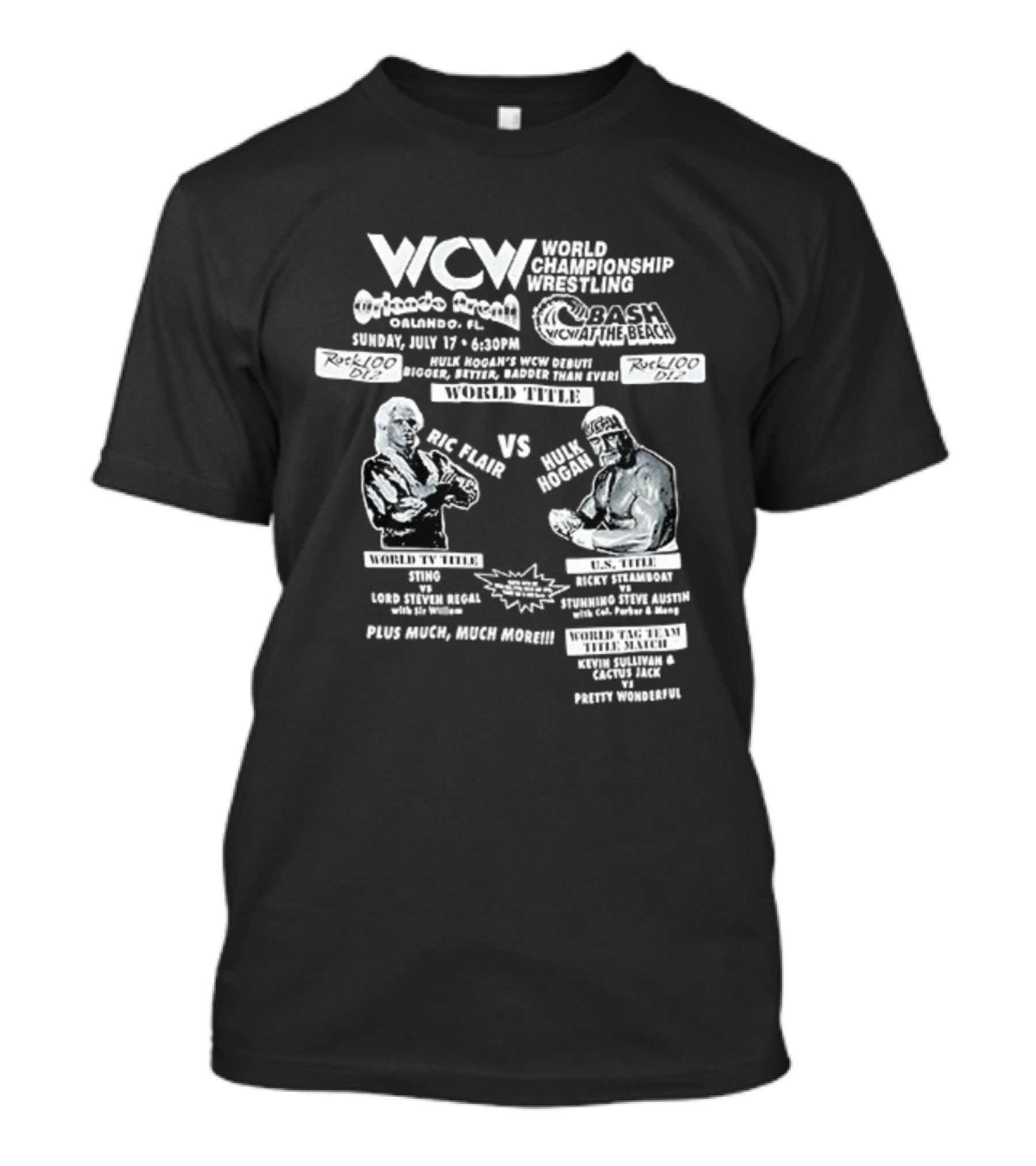 WCW World Championship Wrestling Clash Ric Flair Vs Hulk Hogan Orlando Arena Bash At The Beach T-Shirt