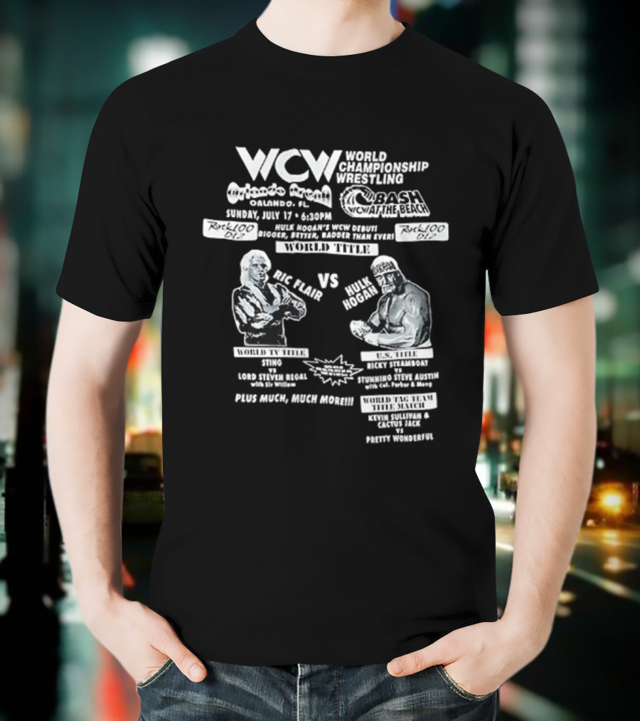 WCW World Championship Wrestling Clash Ric Flair Vs Hulk Hogan Orlando Arena Bash At The Beach T-Shirt