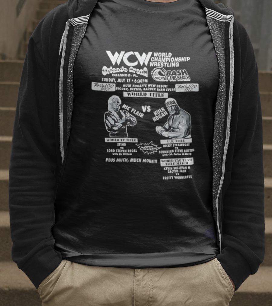 WCW World Championship Wrestling Clash Ric Flair Vs Hulk Hogan Orlando Arena Bash At The Beach T-Shirt