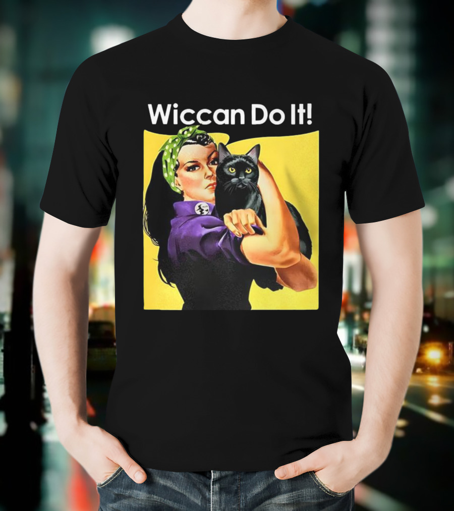 Wiccan Do It Rosie The Riveter Black Cat Magic Empowerment T-Shirt