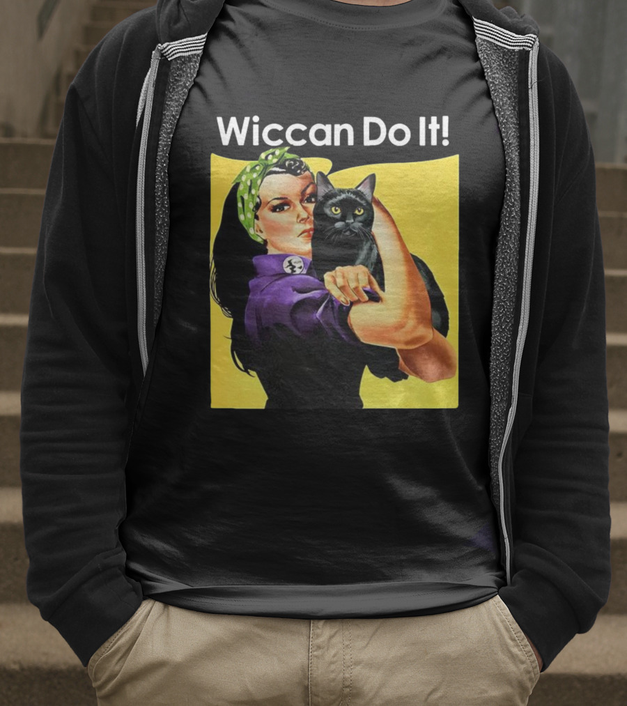 Wiccan Do It Rosie The Riveter Black Cat Magic Empowerment T-Shirt