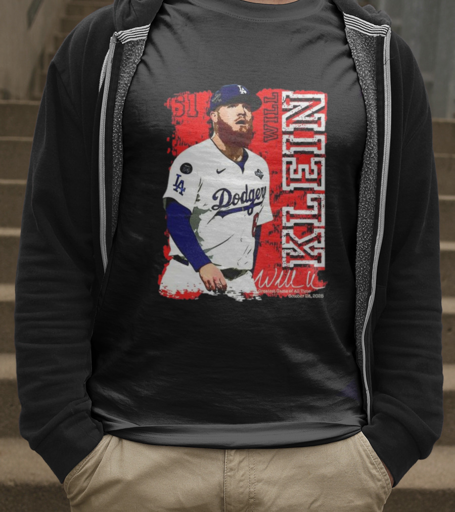 Will Klein Los Angeles Dodgers Number 61 Greatest Game Of All Time 2025 Signature T-Shirt