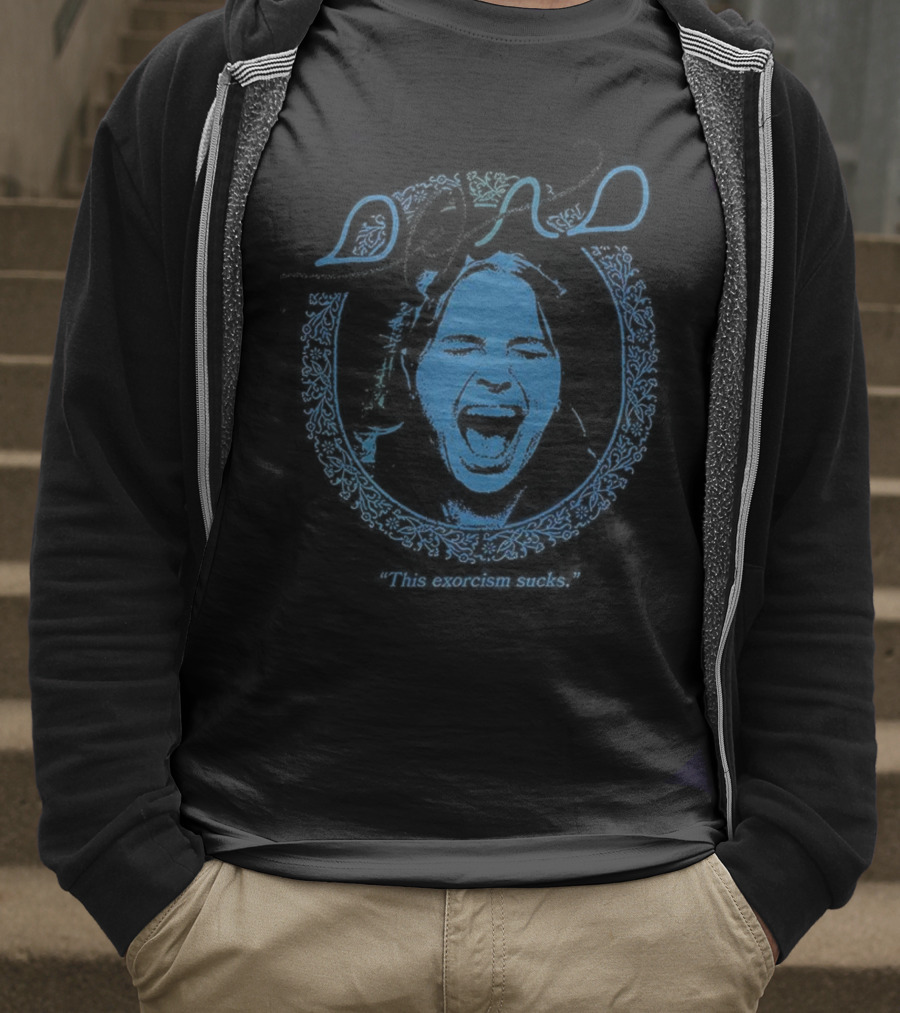 Wolfe Dead Exorcism Sucks Distorted Face Blue Design T-Shirt